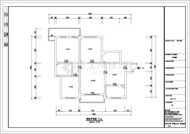 125平方三居室内装修施工图（含效果）-图一