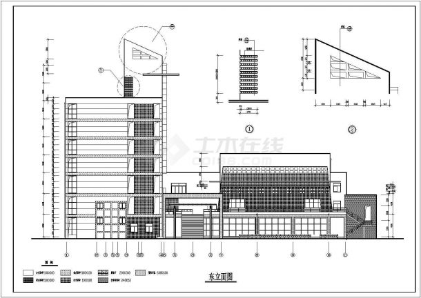 六层省文化艺术中心建筑设计cad施工图（带总平图）-图一