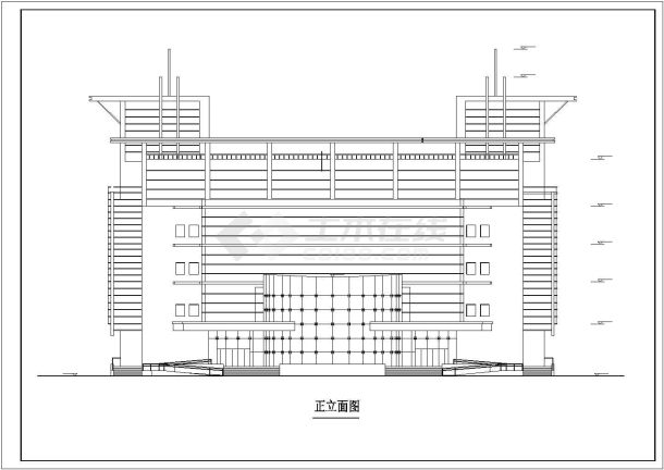 城市四层文化艺术馆建筑设计cad图纸-图一