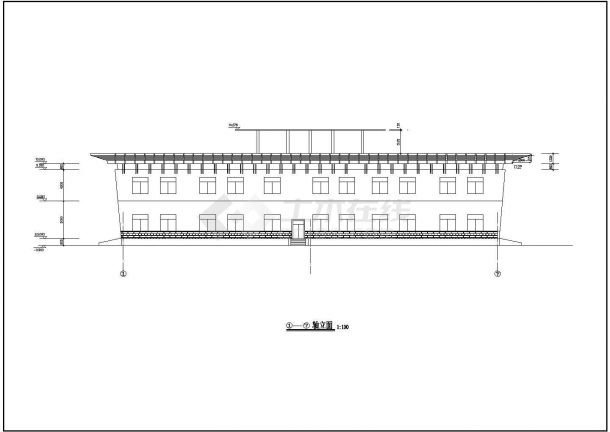 山西三层小型展览馆cad建筑工程图纸（附效果图）-图一