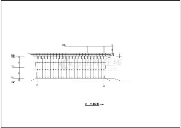 山西三层小型展览馆cad建筑工程图纸（附效果图）-图二