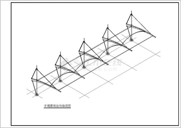 实用的全套膜结构车棚结构设计施工图-图二