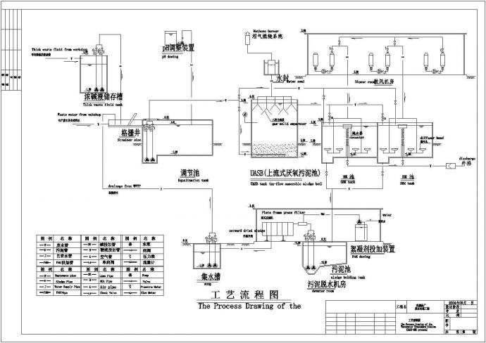 某乳液厂生产废水处理工艺流程图CAD图_图1