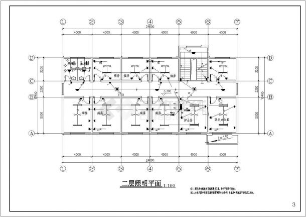 某地区医院病房楼电气设计施工详图 （共7张）-图二