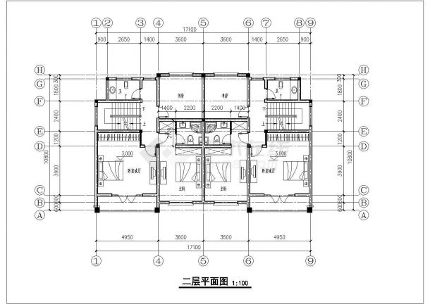 某地四层双拼别墅建筑设计施工图纸-图二