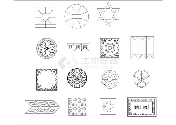 几十种地面铺砖样式cad平面素材图-图二
