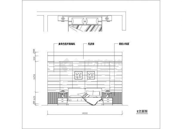 76个卧室床头及客厅背景装修设计施工图（立面图）-图二