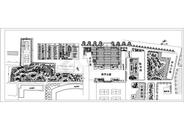 某大学校园广场景观绿化设计平面图-图一