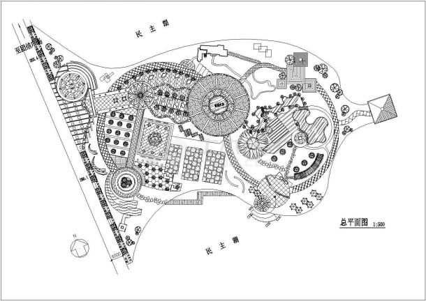 小型湖滨公园规划设计方案总平面图-图一
