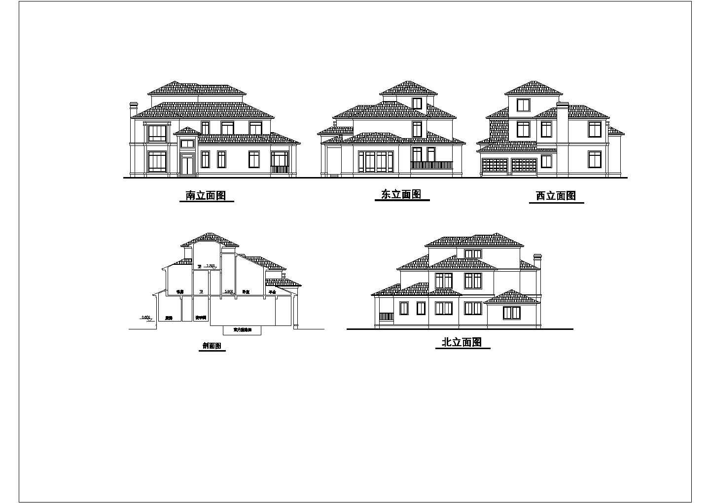 某地区独栋三层别墅建筑设计施工图