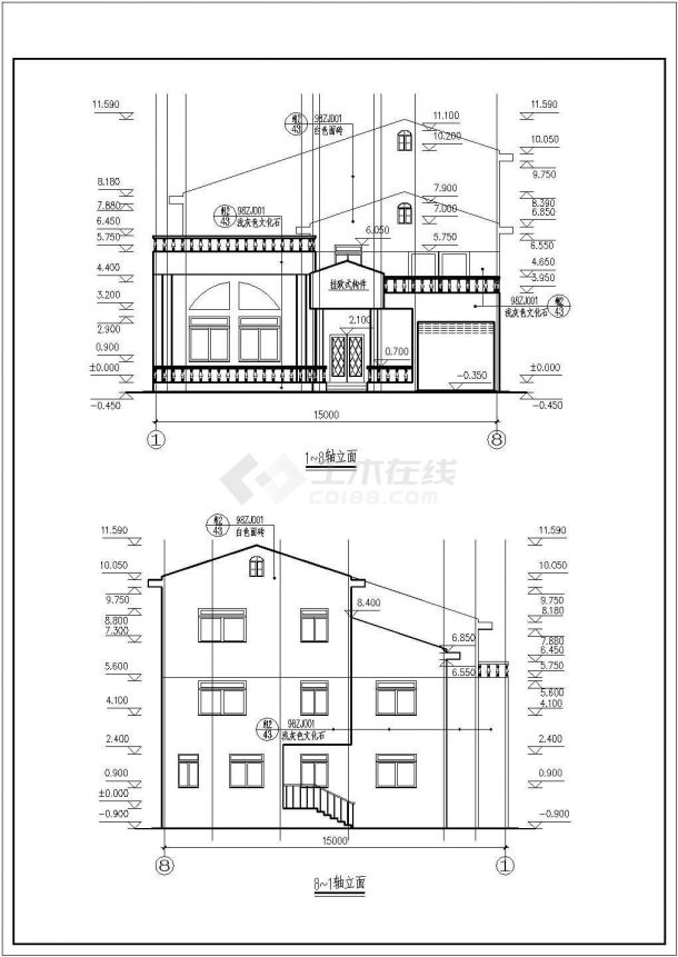 某城市住宅区别墅建筑设计施工图纸-图二