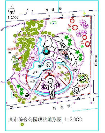 城市公园平面设计cad图纸-图一