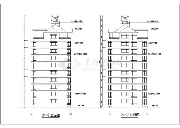 9层阁楼住宅2单元每单元2户建筑设计图-图二