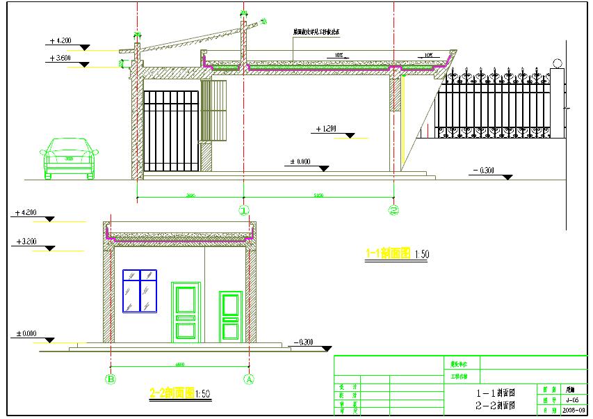 某女子劳教所大门及围墙建筑cad施工图