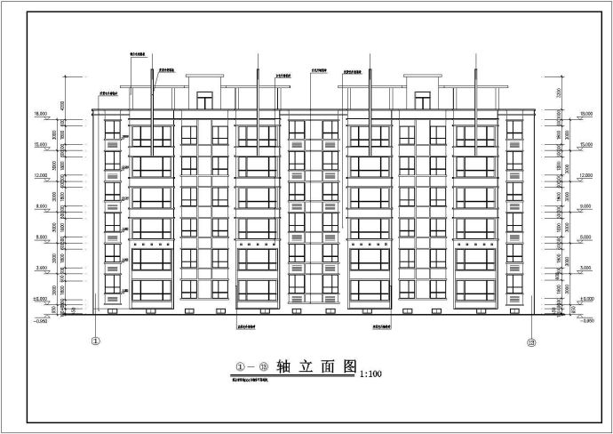 地下一层地上六层二单元对称户型建筑设计图_图1