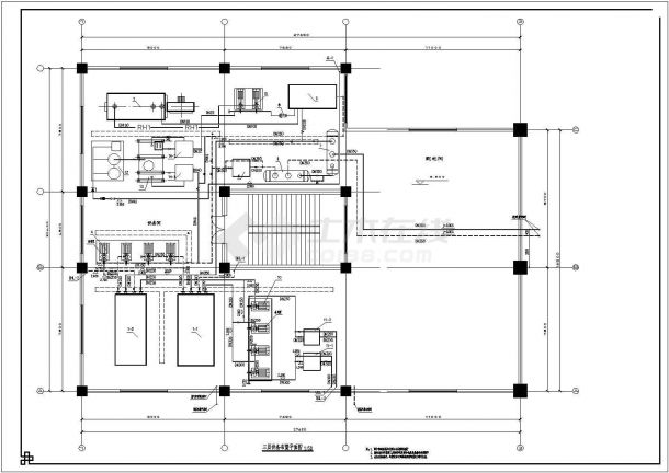 【最新出图】满液式螺杆式水冷冷水机组空调机房cad施工图（比较详细）-图二