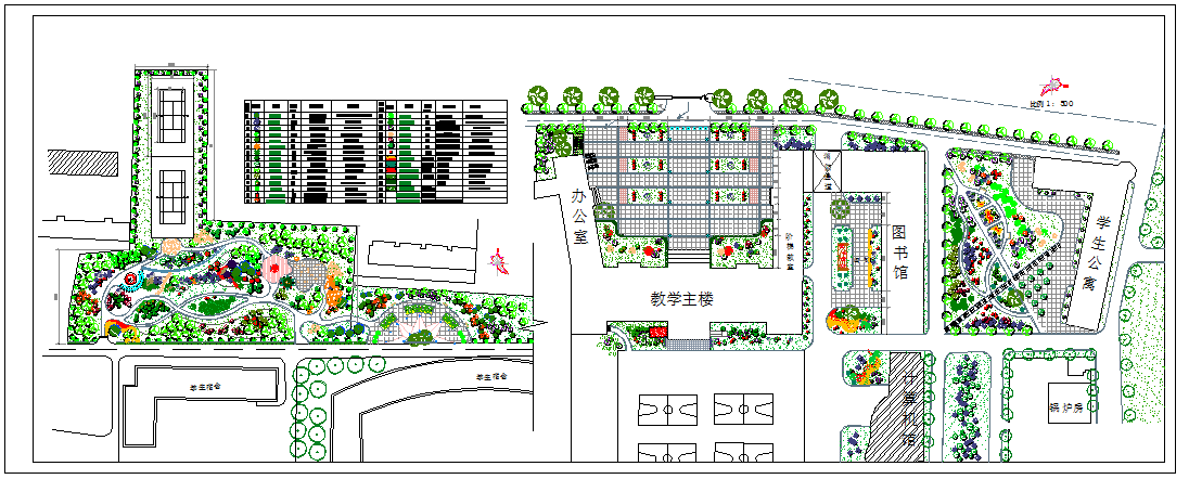 某地学校校园整体绿化规划设计图纸