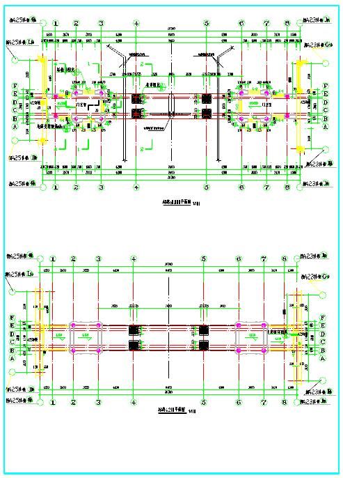 某框架结构小区大门建筑cad施工图-图二