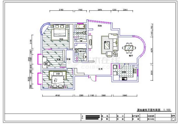 三居室室内装修方案设计图（含效果图）-图二