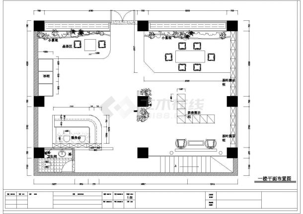 二层中式茶馆品茶室茶吧装修cad设计施工图纸-图二