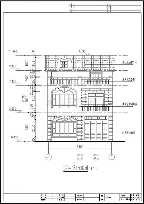 某新农村三层独栋别墅建筑设计图（含效果图）-图二