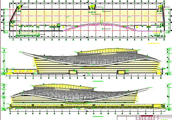 9000平单层网架结构室内田径体育馆建筑施工图，含说明-图一