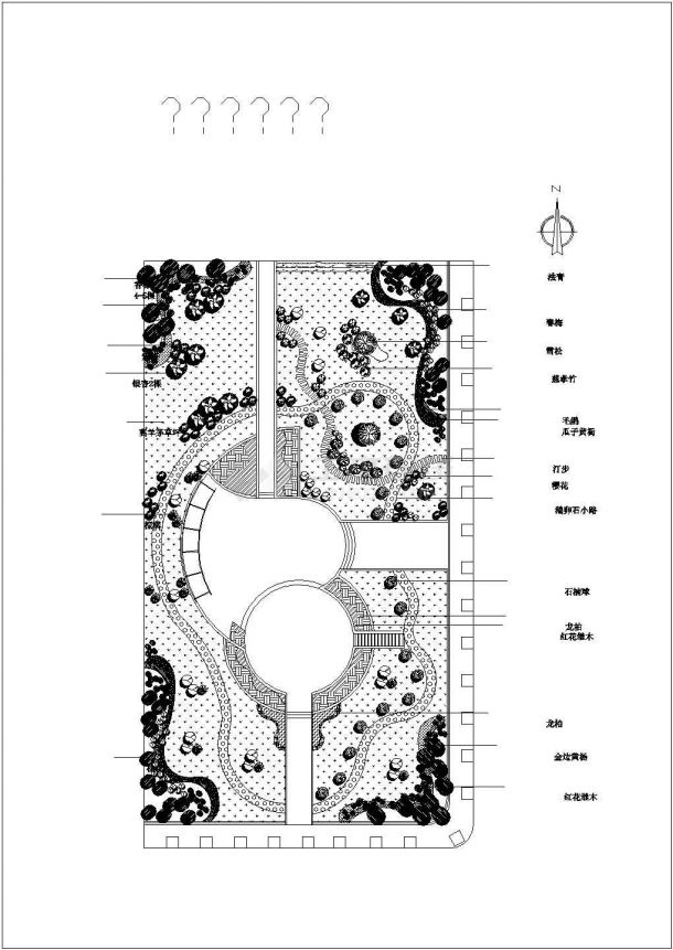 某地市现代公园景观绿化设计施工图纸-图二