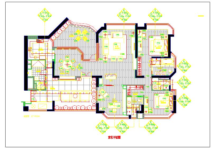 237平米套房装修cad平面施工图