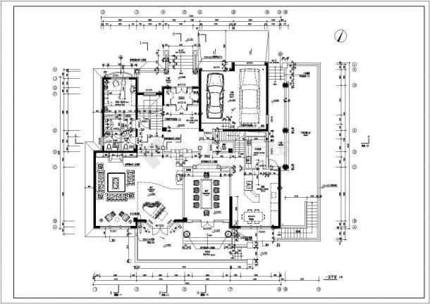 某地区三层高档别墅建筑设计总图纸-图二
