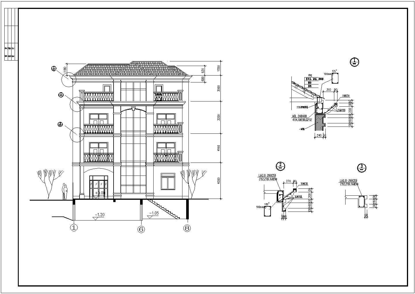 简洁多阳台四层自建房屋设计建筑户型图