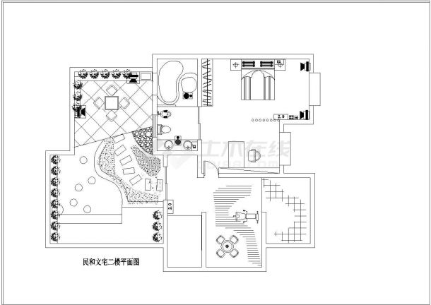 新农村带阁楼二层小楼户型室内装修设计CAD图-图一