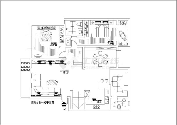 新农村带阁楼二层小楼户型室内装修设计CAD图-图二