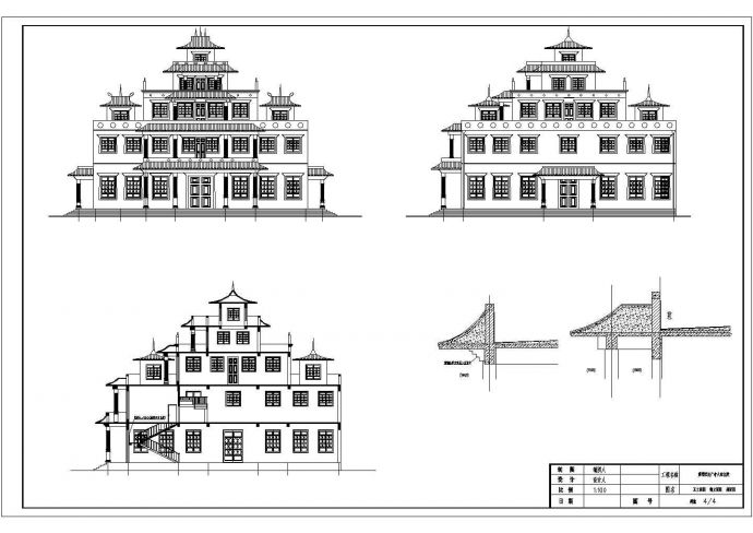 尼泊尔风格寺庙建筑施工图cad_图1