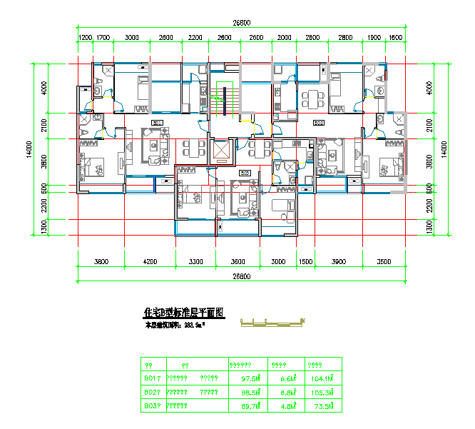 SOHO小型办公公寓楼户型平面cad设计图（造型独特）_图1