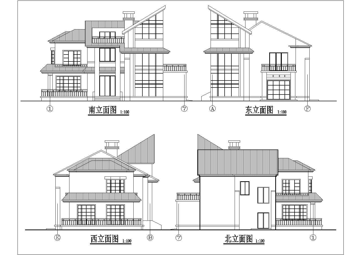 新农村二层门朝南小别墅建筑设计图cad图纸