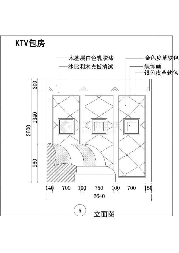 娱乐中心KTV包间内部cad设计施工详图-图一