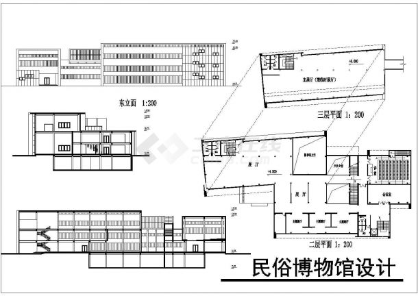 中国民俗博物馆cad设计施工图（附效果图）-图二