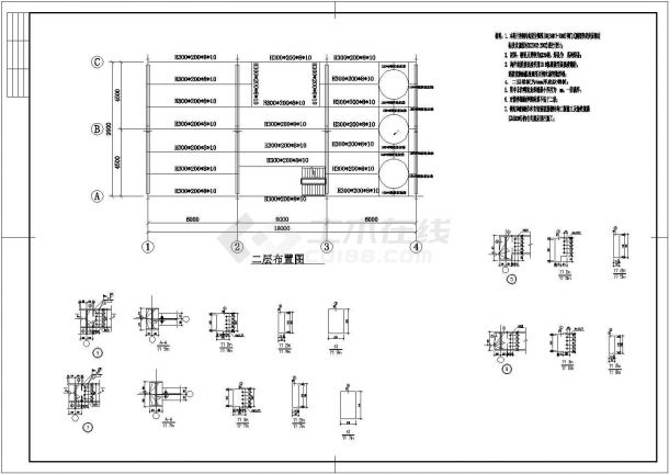 现代二层汽车展厅轻钢结构设计图纸cad（全套）-图二