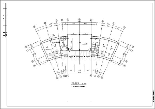 540平米三层农村老年人活动室建筑设计CAD施工图-图二