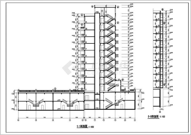 某精致小高层住宅楼建筑CAD平立剖面设计施工图-图二