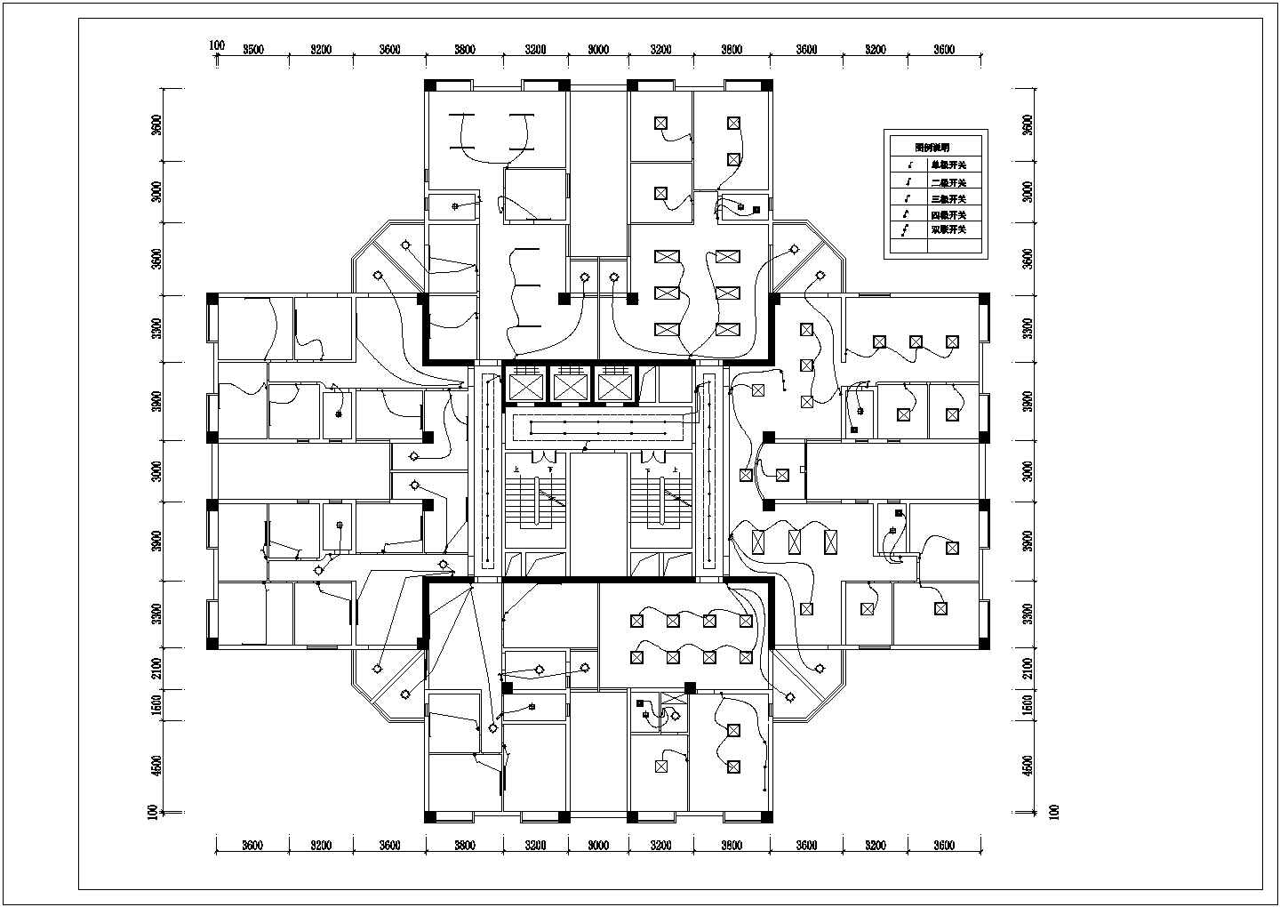 某实用经典塔楼住宅楼户型建筑CAD设计平面施工图