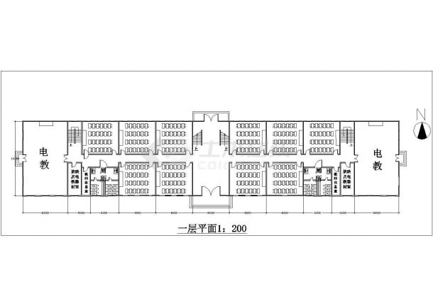 三层长形中学综合教学楼建筑设计施工图（18个班）-图二