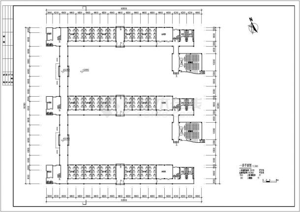 香槟红色调的高中5层教学楼设计图（带教室详图）-图二