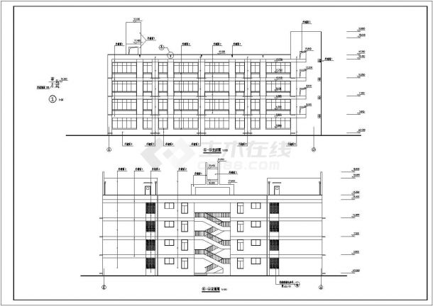 西安某学校四层教学楼建筑设计图（带总平面图）-图二