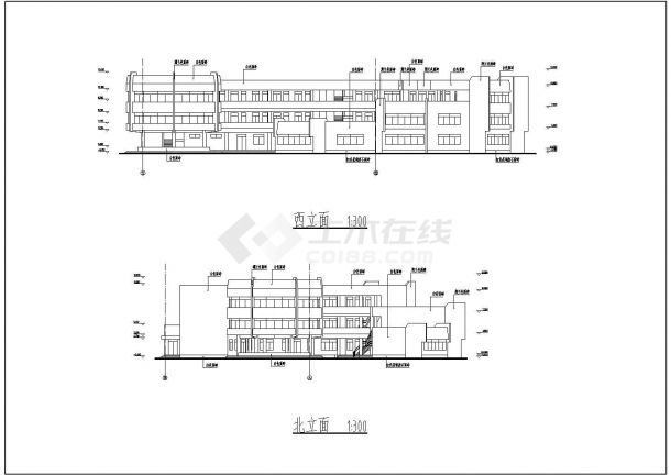 2400平米J造型3层幼儿园建筑设计图纸-图二