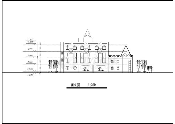 欧式卡通城堡四层幼儿园建筑设计图-图二