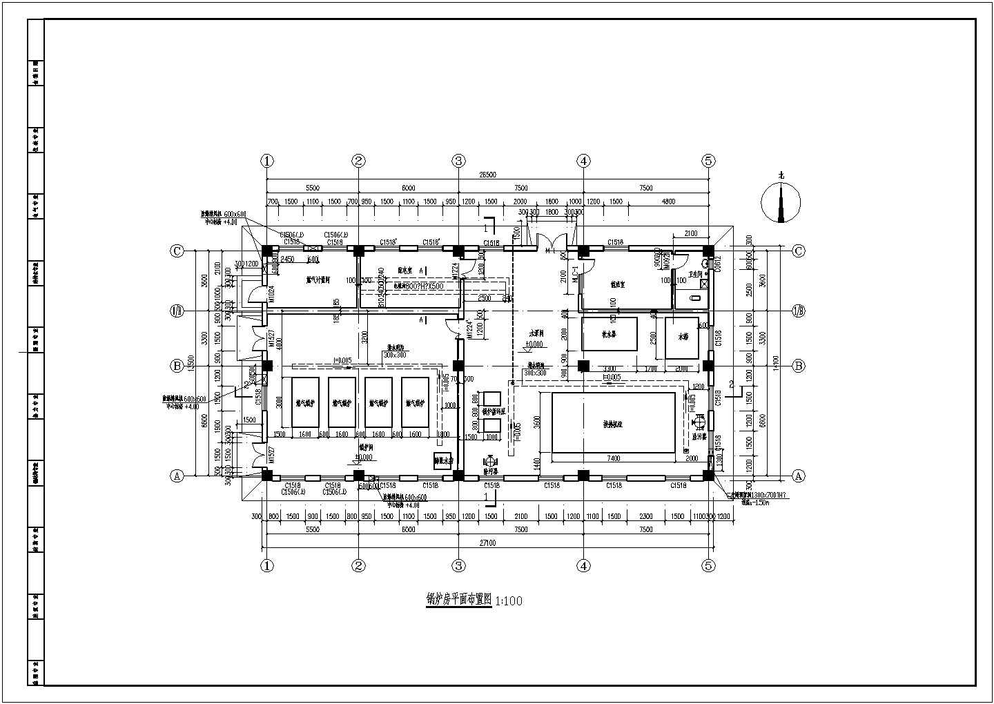 燃气锅炉房建筑结构CAD示意图