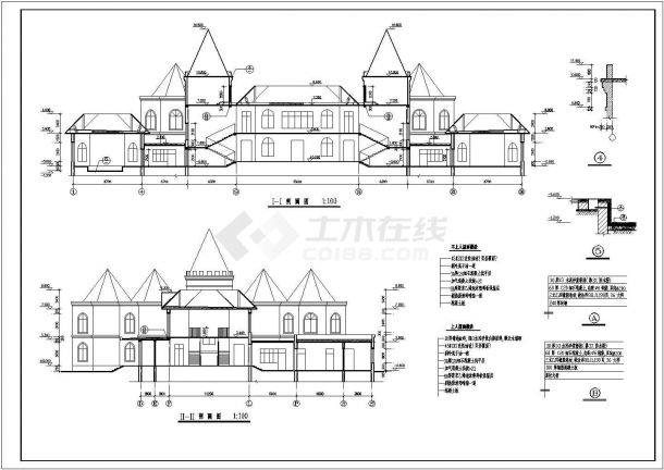 欧式风格高端私立2层幼儿园建筑设计施工图-图二