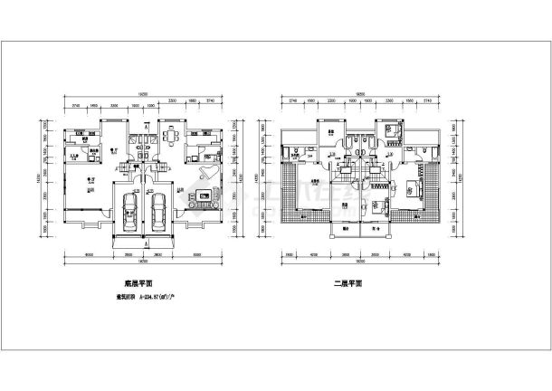 某地区联体别墅建筑设计图（共3张）-图二