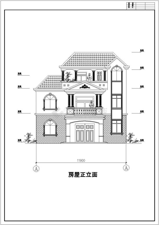 某地新型小别墅建筑设计施工图（共3张）-图二